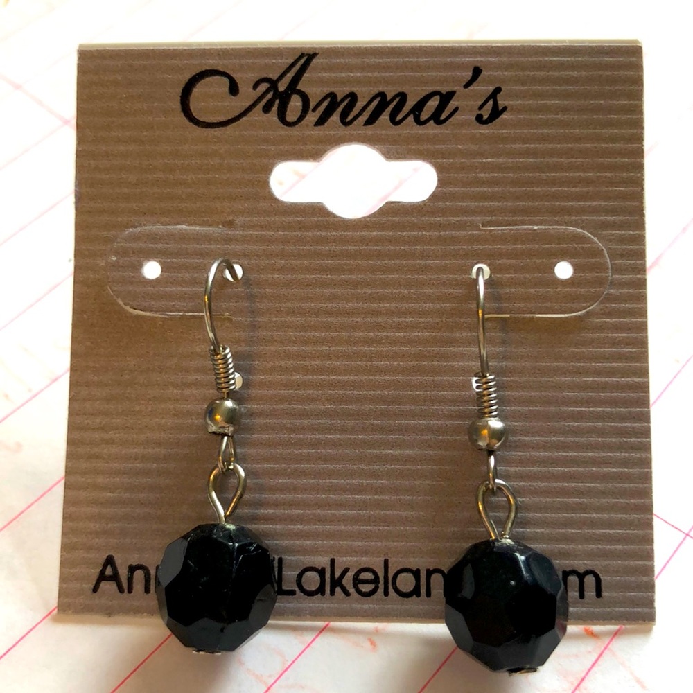Anna’s of Lakeland Silver Tone Black Bead Earrings